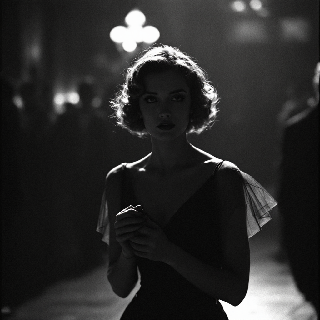 paparazzi photo, action, documentary style 1930s \(style\), Fill Lighting, Ilford HP5 Plus, realist detail, ue5, detailed character expressions, amazing quality, wallpaper, analog film grain, Establishing shot, Practical Lighting, Photoshop, analog film photo cinematic film still, shallow depth of field, vignette, highly detailed, high budget Hollywood film, bokeh, cinemascope, moody, epic, gorgeous, film grain, faded film, desaturated, 35mm photo, grainy, vintage, Kodachrome, Lomography, stained, found footage, elegant woman, 20 years old, posing , ballroom