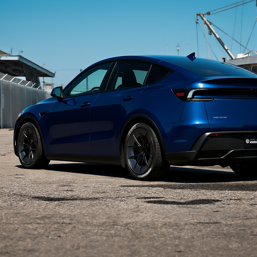 Make the car dark blue metallic (edited with Flux Kontext Dev)