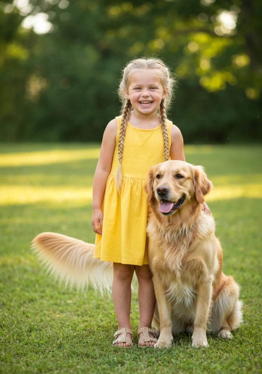 Example: Girl with a dog with the biggest smile
