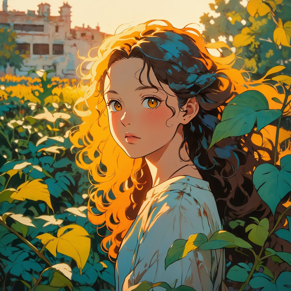 Example: **Title**: "Sunset Whispers" **Visual Details**: A mesmerizing still life compos