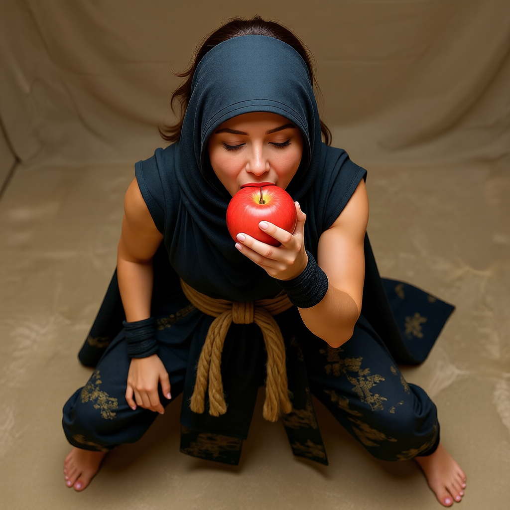 she is eating an apple (edited with OpenAI Image 1)