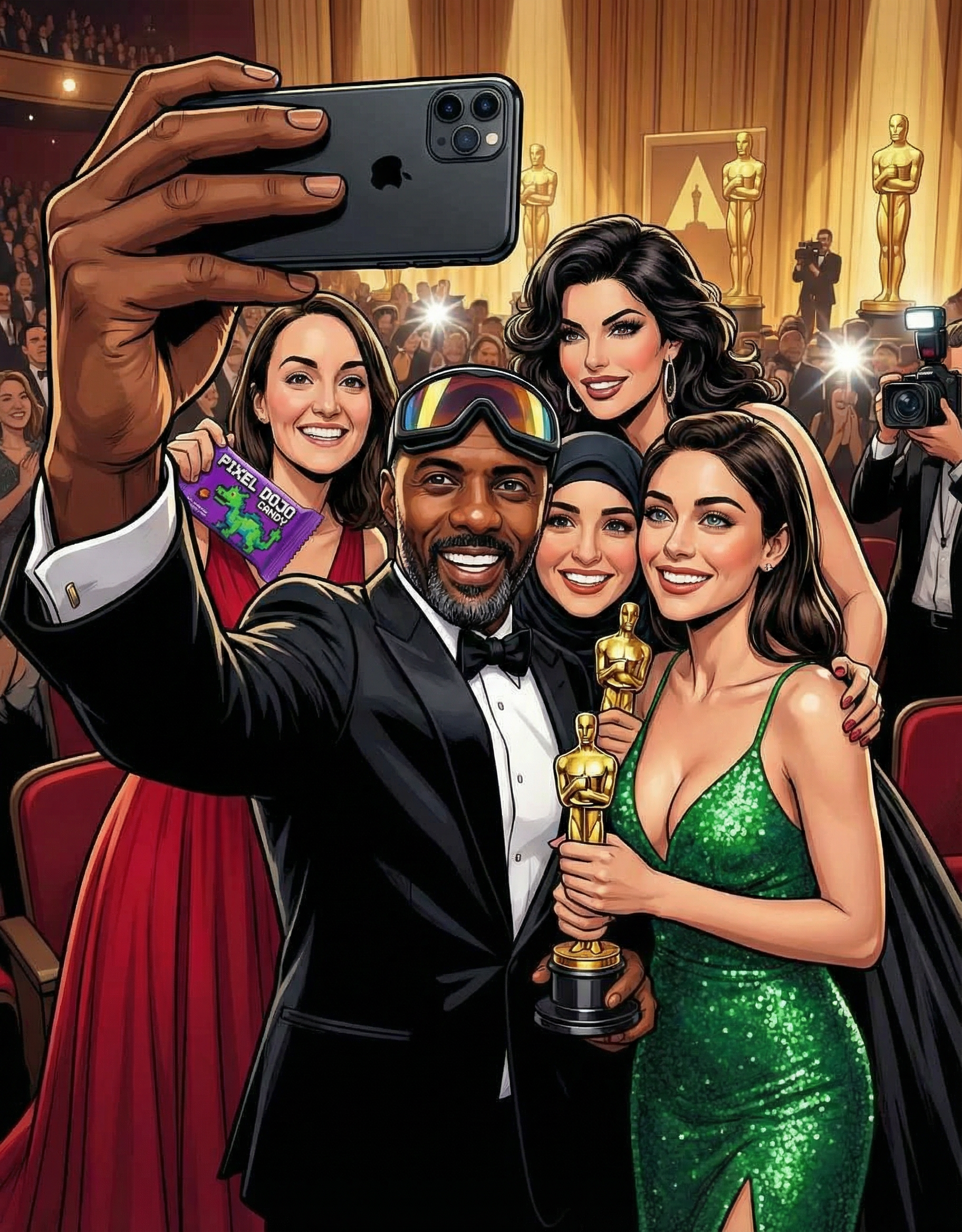 Example: Show me an oscar selfie edited with Google Nano Banana Pro