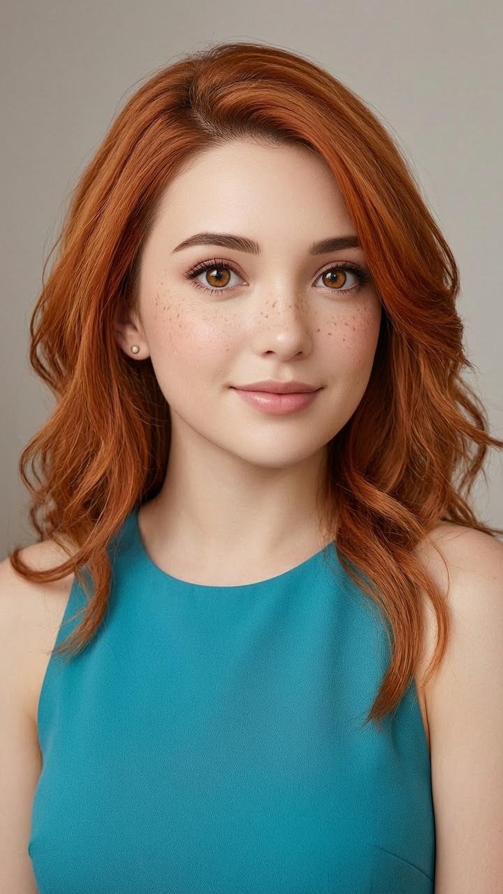 (photo-realistic shot:1.8), enlarge frame to include torso, real life young female human actress wearing same clothing as the cartoon character and resembling her identity and physical shape, 21 years old, neutral background, (realistic human face:1.2),, (realistic skin with imperfections:1.1), (high-quality photo:1.5), photo-realistic background (edited) (edited) (edited)