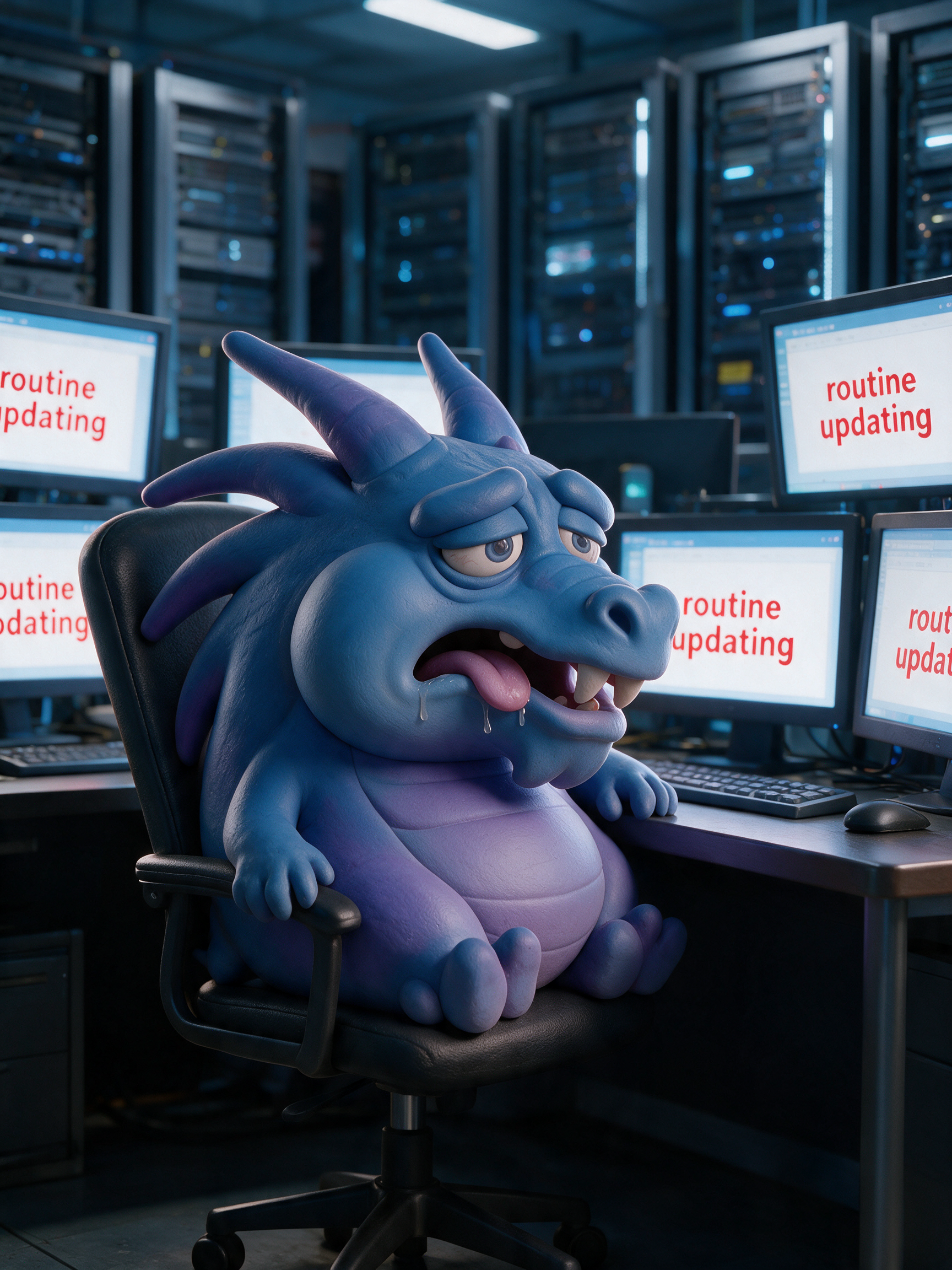 AI-generated image: Bored Dragon On Call