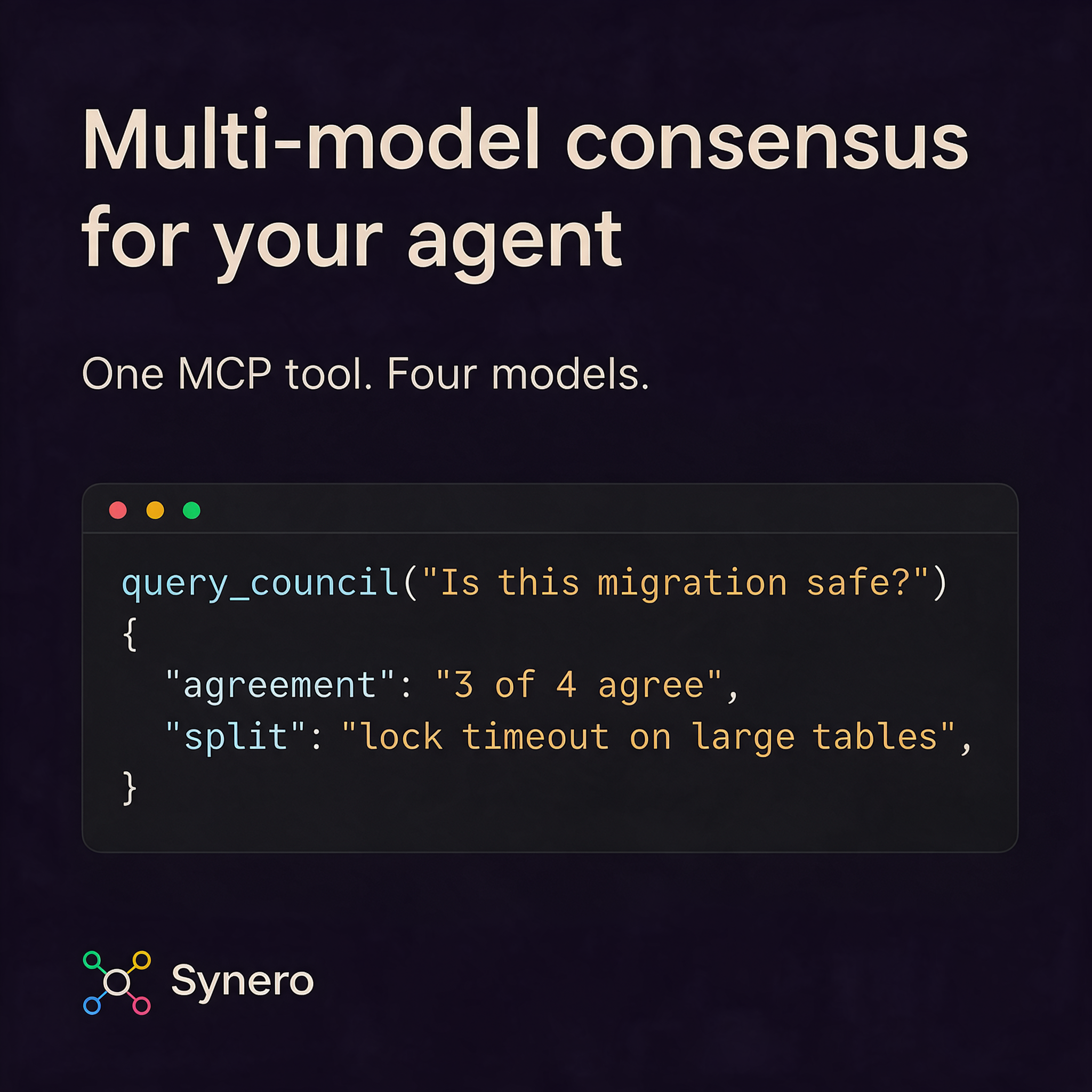 Synero Meta ad F: Multi-model consensus for your agent