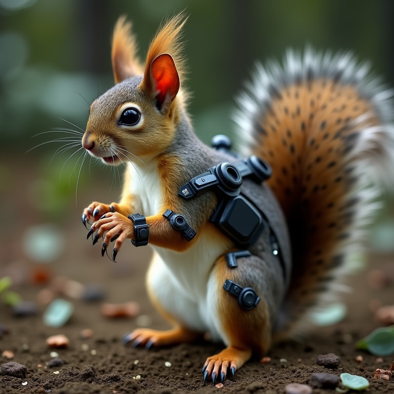 Futuristic Squirrel in the Forest