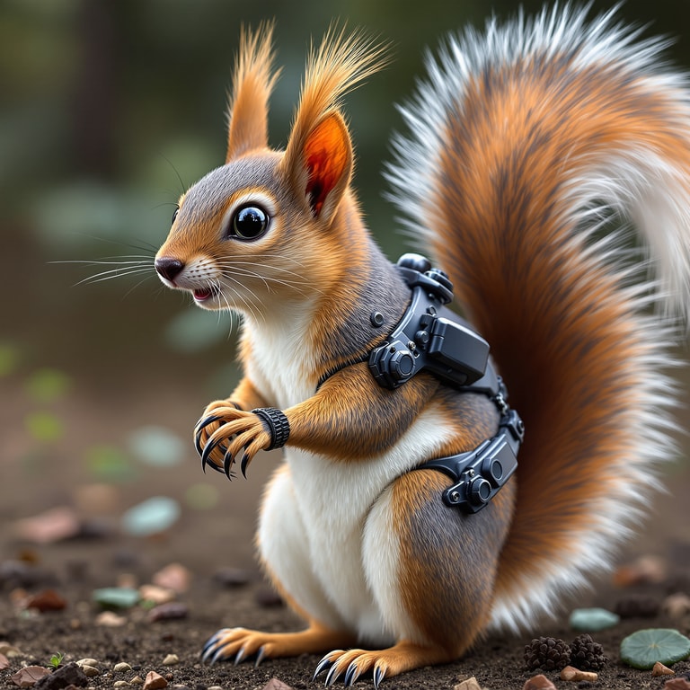 Tech-Savvy Squirrel in the Forest