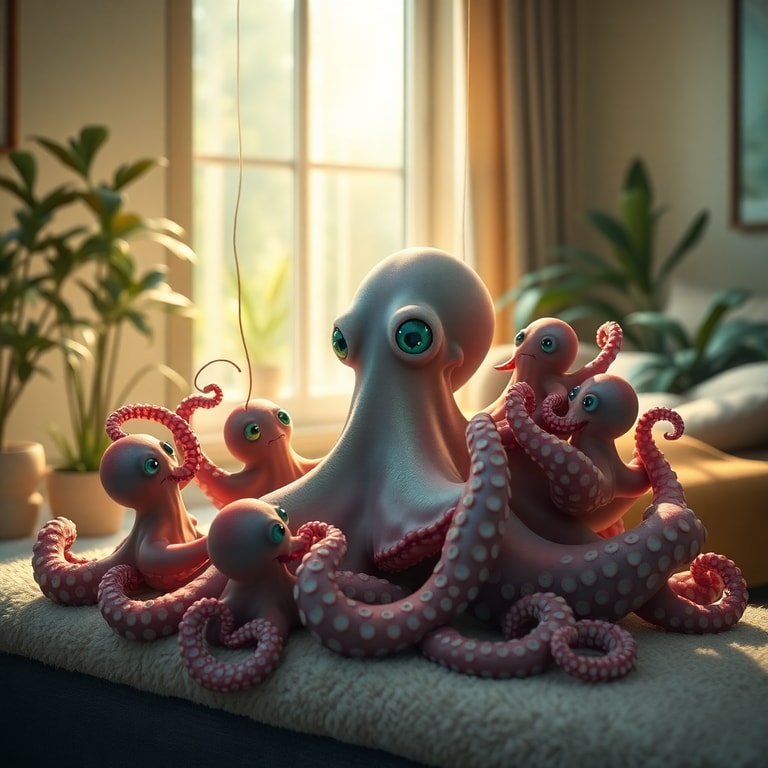 Cute Octopus Figurines A Playful Display of Plush Toys