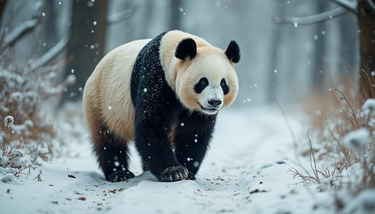 Panda in Winter Wonderland