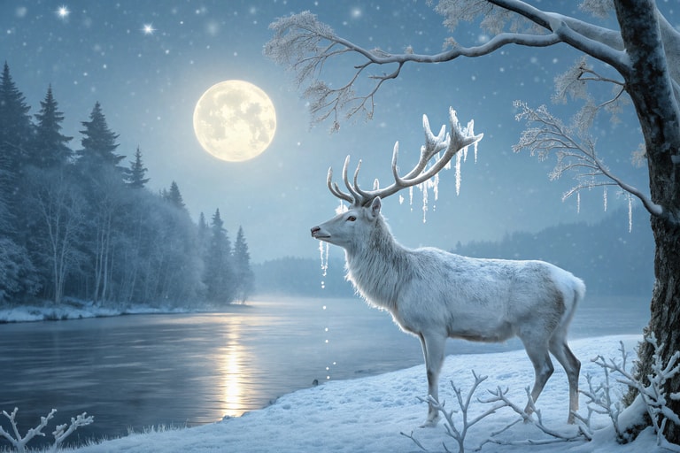 Winter Night Serenade: The Majestic Stag