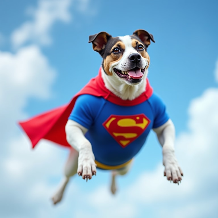 Superdog Soaring Through the Sky