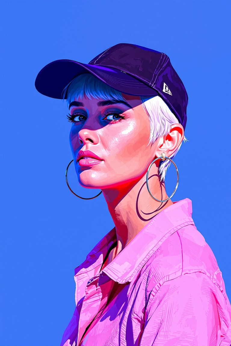 Neon Portrait in Blue and Pink