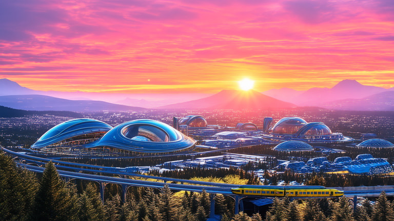 Futuristic Sunset Cityscape
