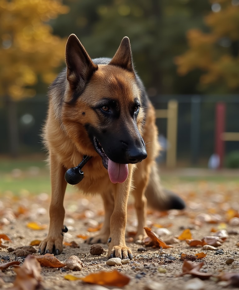 Autumn Walk with a German Shepherd