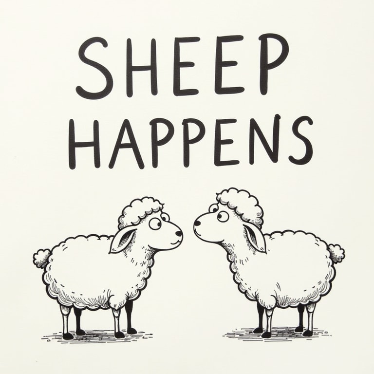 Sheep Happens Cartoon Illustration