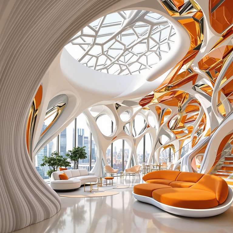 Futuristic Organic Lounge with City View