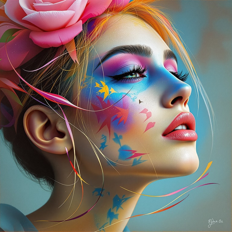 Fantasy Bloom: A Portrait of Colorful Serenity