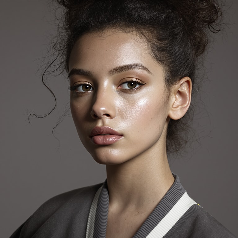 **Serene Portrait in Neutral Tones**