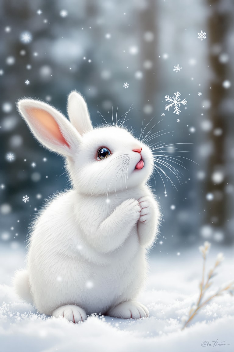 Whimsical Winter Bunny