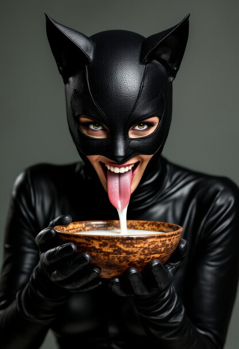 Cat Costume Milk Lick