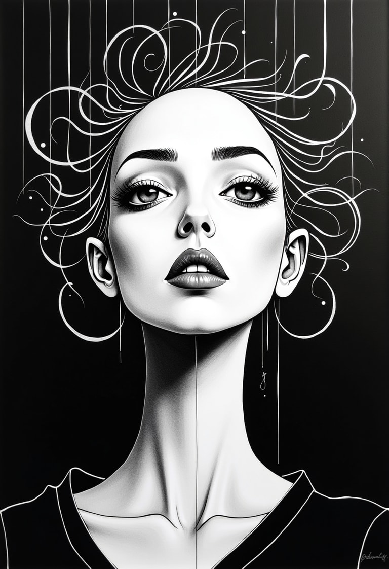 Abstract Elegance: Monochrome Portrait