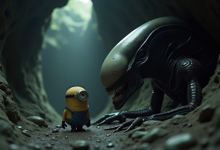 Minion vs. Alien: A Cave Confrontation