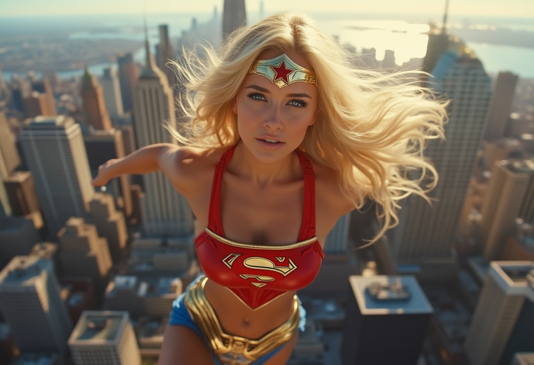 Superhero Over Metropolis