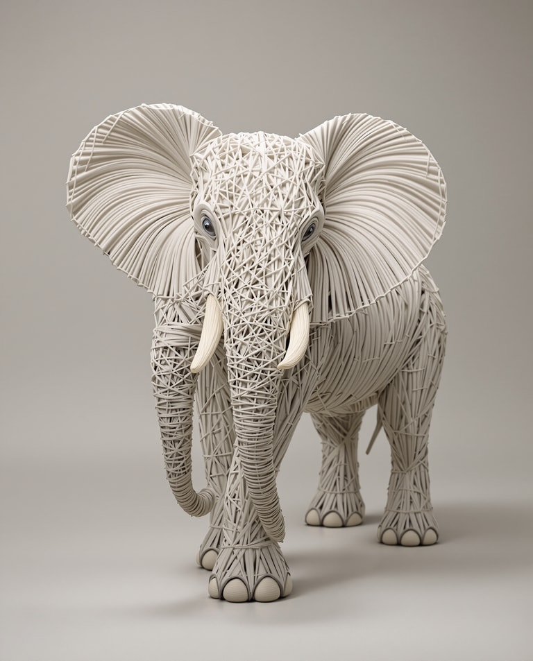 Intricate Elephant Lattice Sculpture
