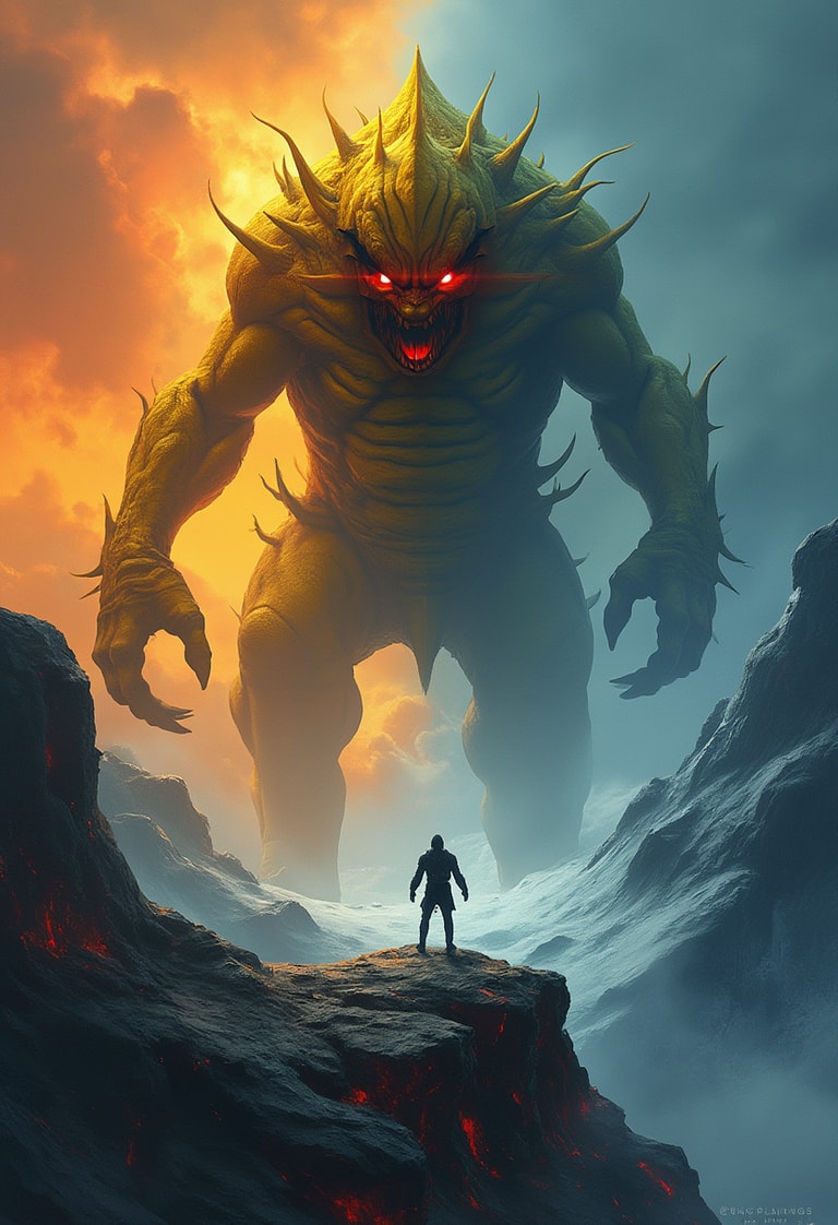 Epic Confrontation: Man vs. Monster