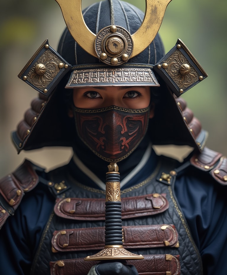 Samurai's Gaze: A Portrait of Strength and Tradition