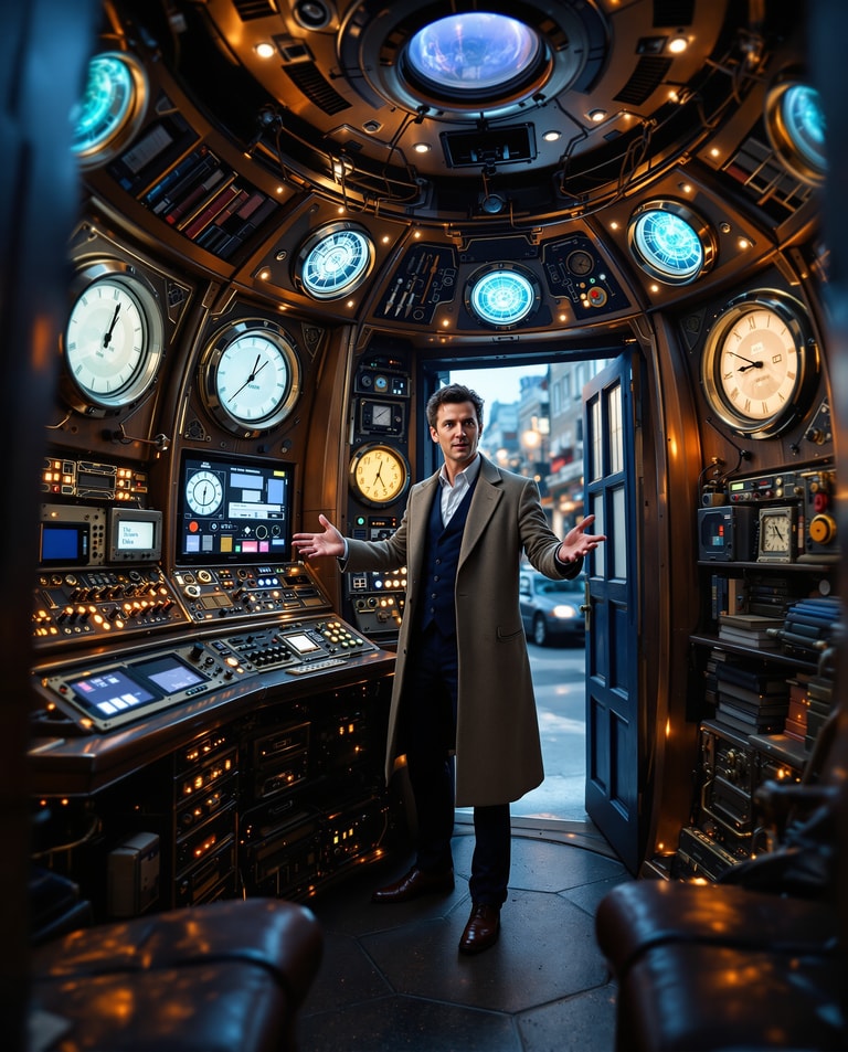 Timekeeper in the Steampunk Control Room