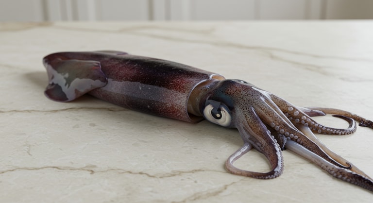 Squid on Marble: A Study in Texture and Contrast