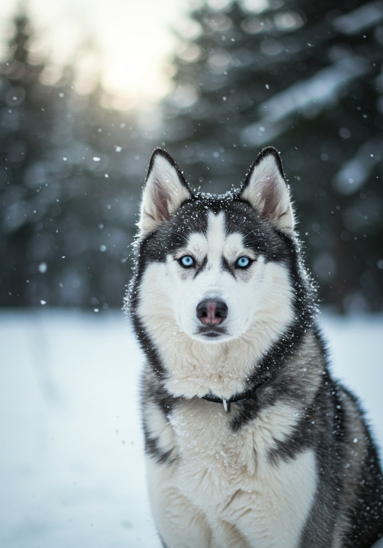 Husky in Winter Wonderland