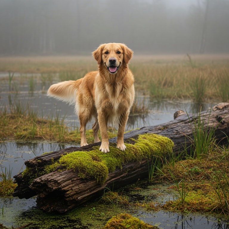 Golden Retriever in the Mist