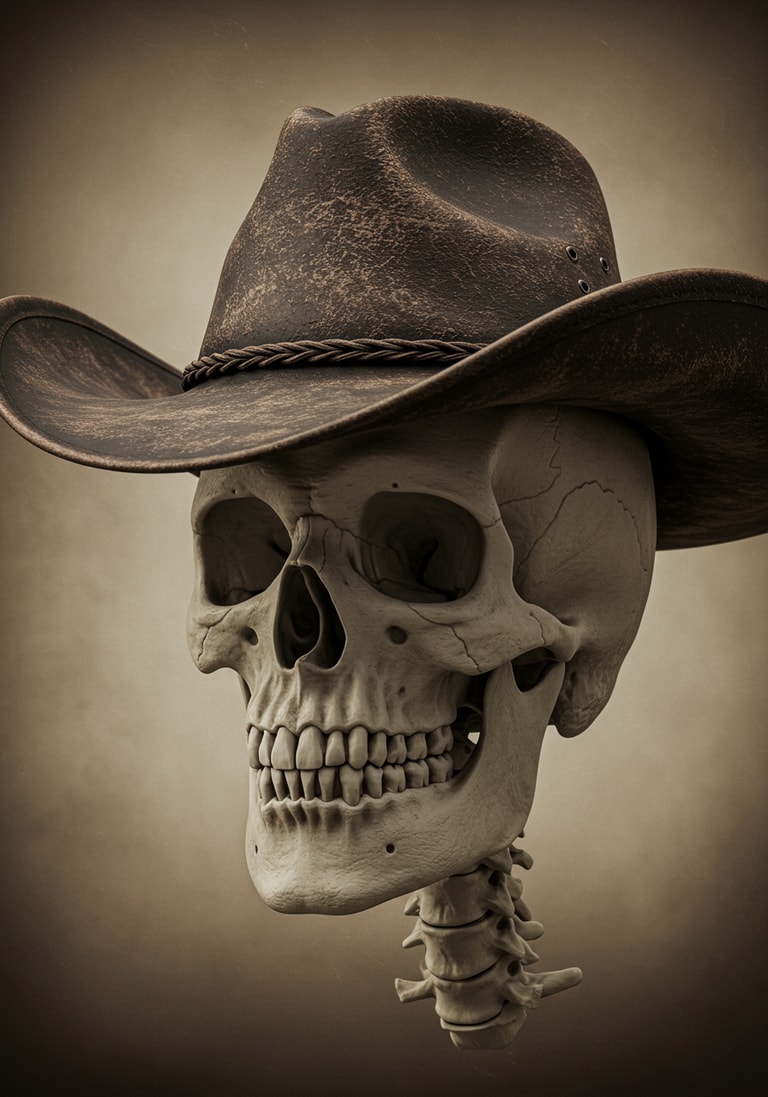 **Cowboy Skull: A Study in Contrast**
