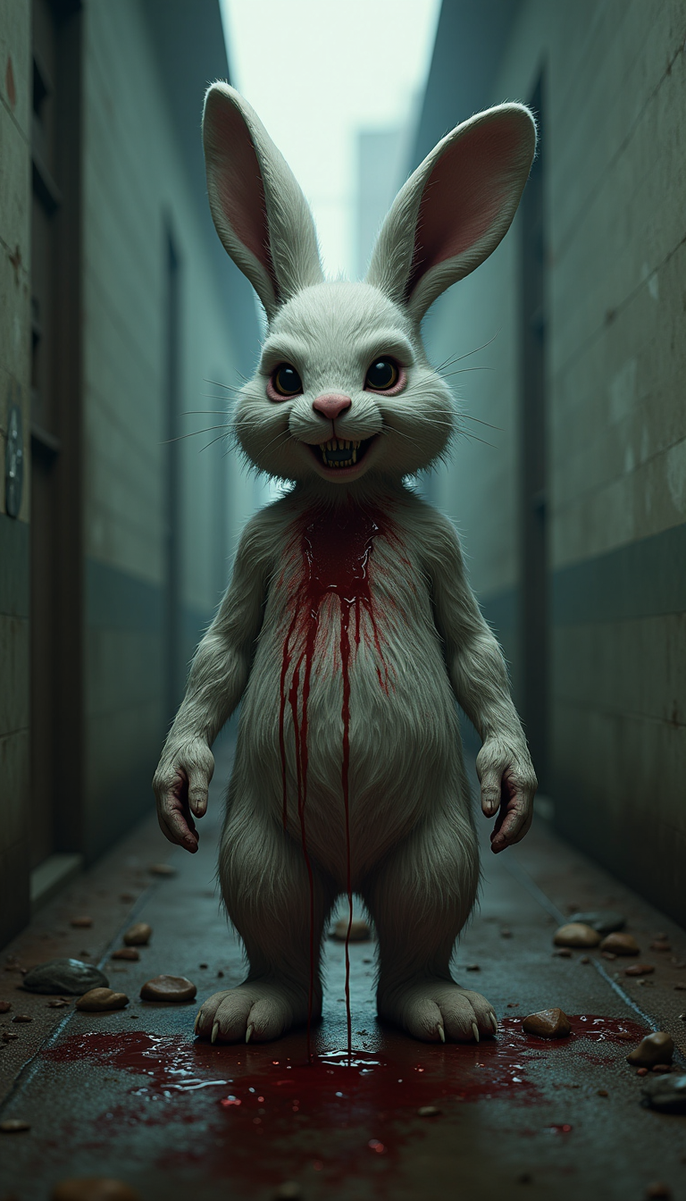 The Unsettling Grin of the Blood-Stained Rabbit