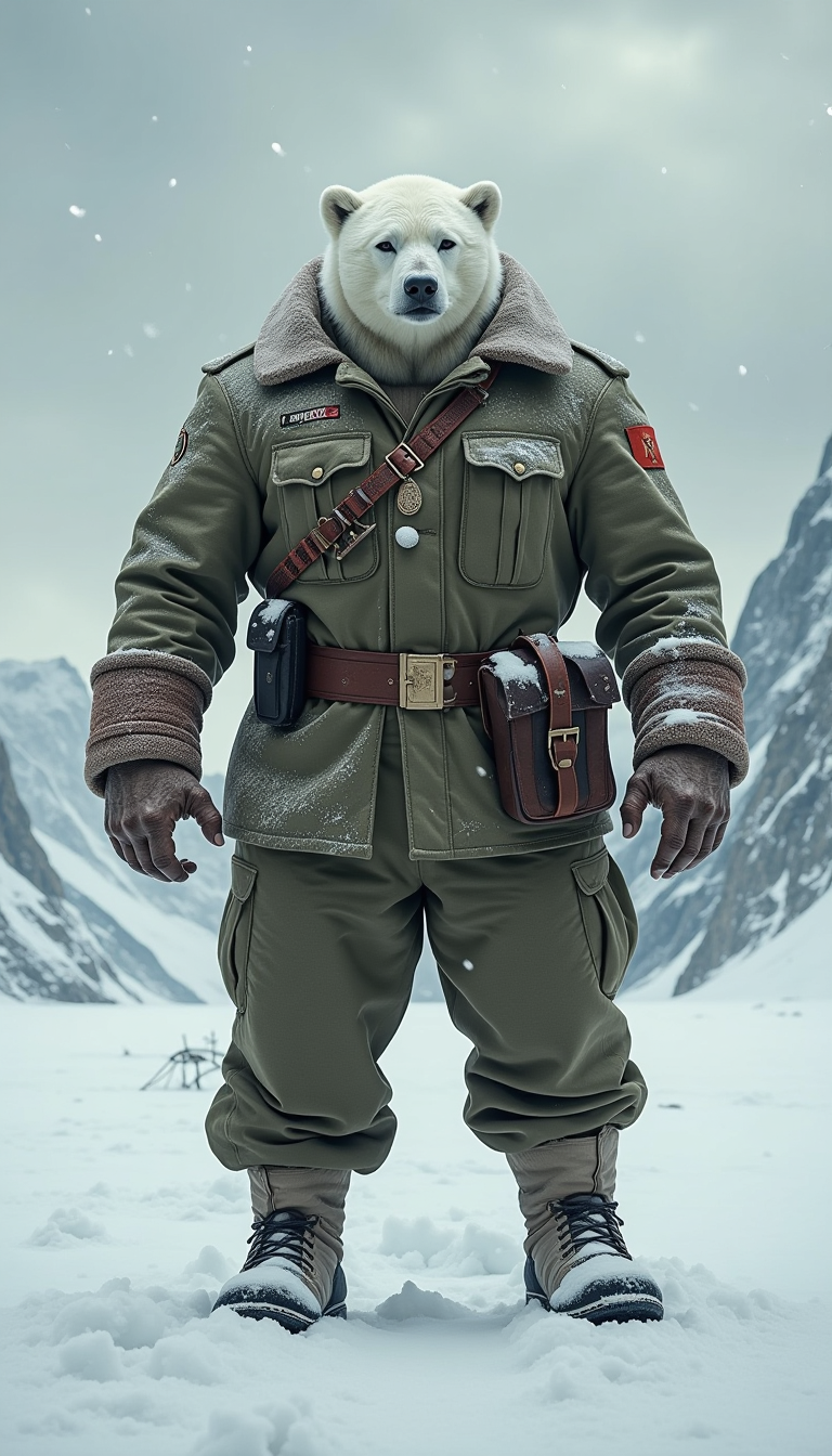 Polar Bear Soldier in the Arctic