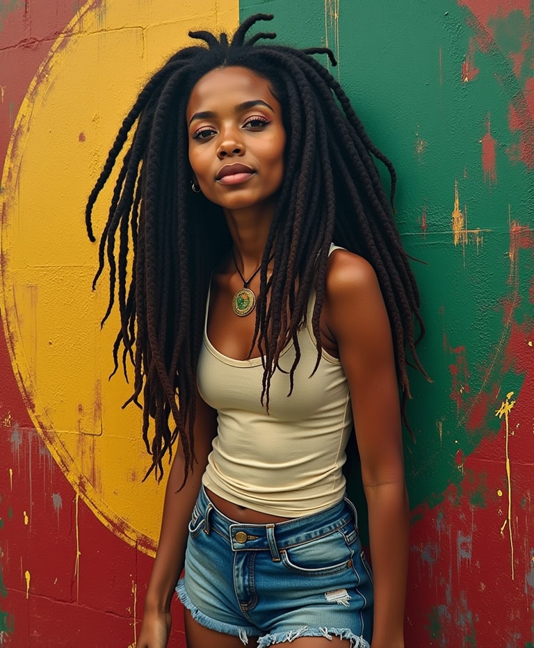 **Vibrant Expression: A Portrait Against Colorful Abstraction**