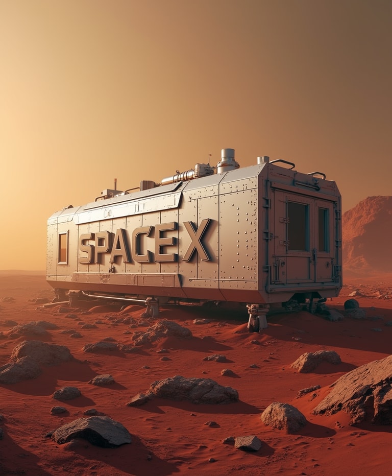 SpaceX Mars Habitat at Sunset