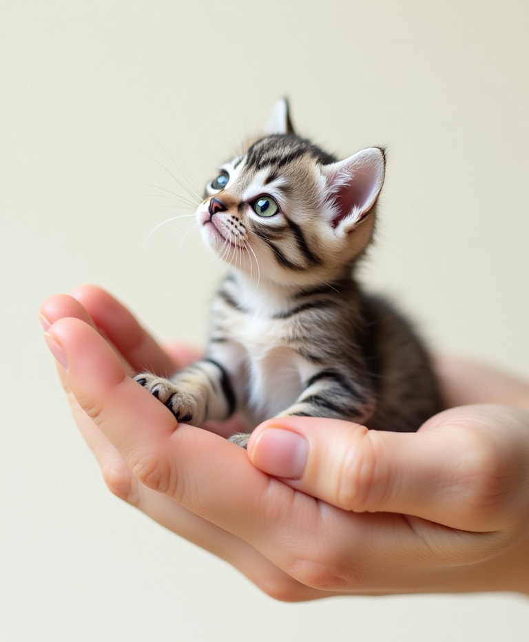 Curious Innocence: A Tiny Tabby in Tender Hands