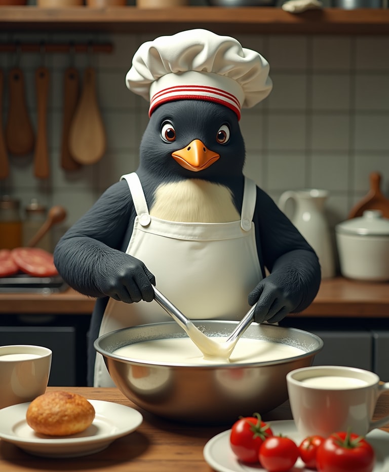 Chef Penguin in the Kitchen