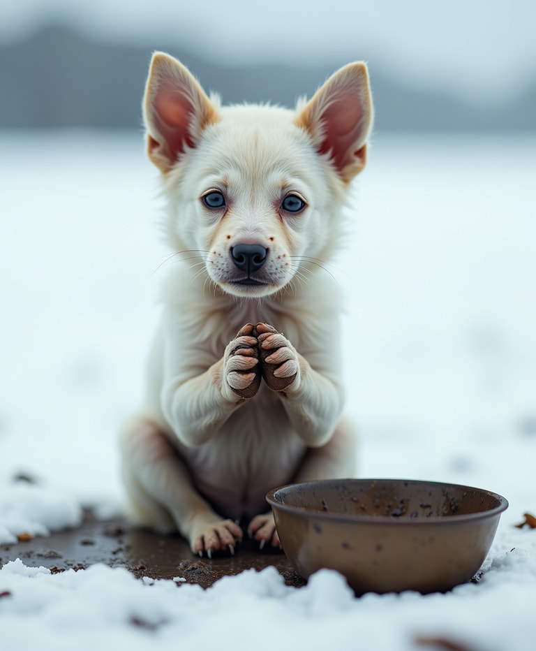 Puppy's Plea in the Snow