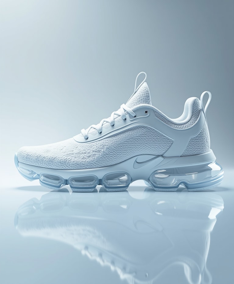 Futuristic White Sneaker with Transparent Air Sole