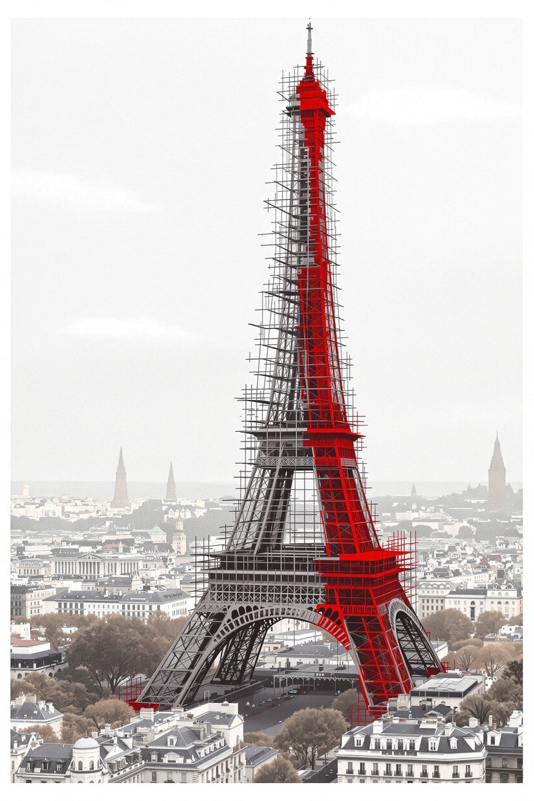 Eiffel Tower in Red: A Modern Transformation