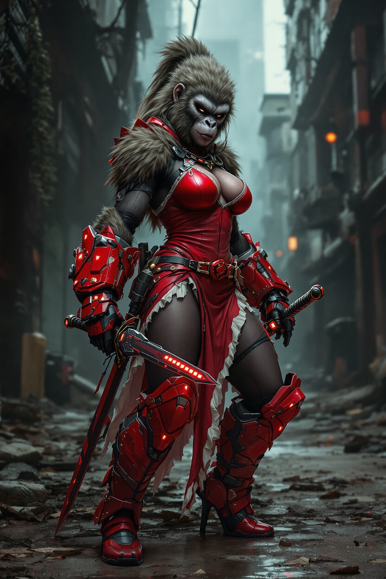 Red Warrior in the Dystopian Alley