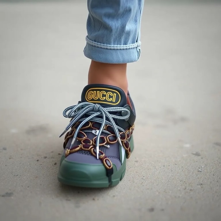 High-End Streetwear: Gucci Sneaker Close-Up