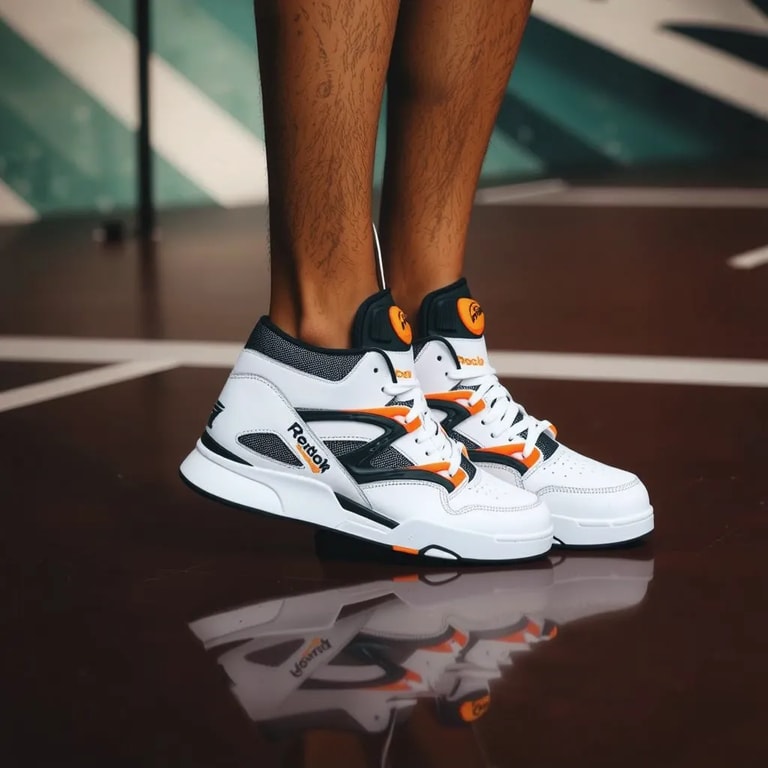 Reebok Basketball Shoes on Reflective Court