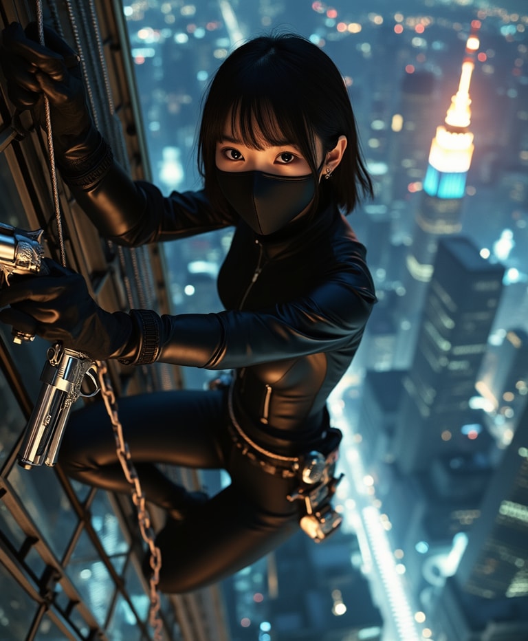 Night Climber in the Neon City