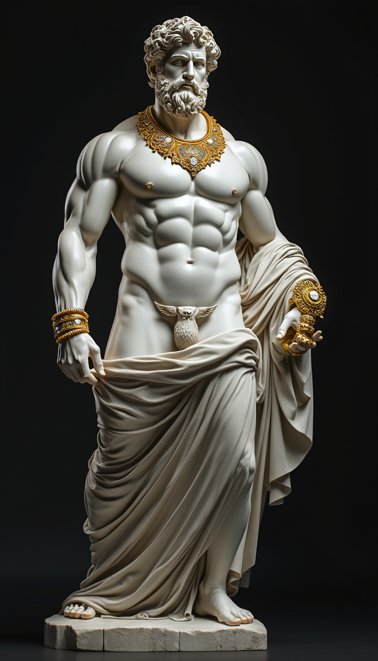 **The Adorned Deity: A Study in Classical Opulence**
