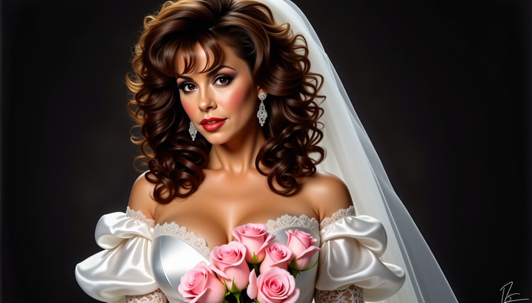 Elegant Bride with Pink Roses